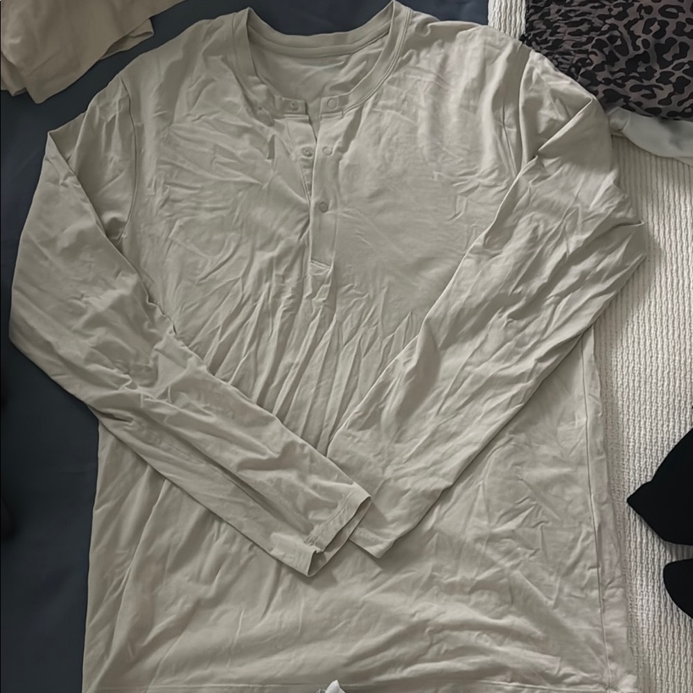 Men's Cream Long Sleeve Shirt lululemon Henley